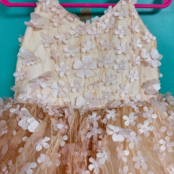 Tuleen Dahlia Floral Dress Peach Tulle 3D Appliqué Party Dress Toddler 86/1Y - Picture 7 of 12